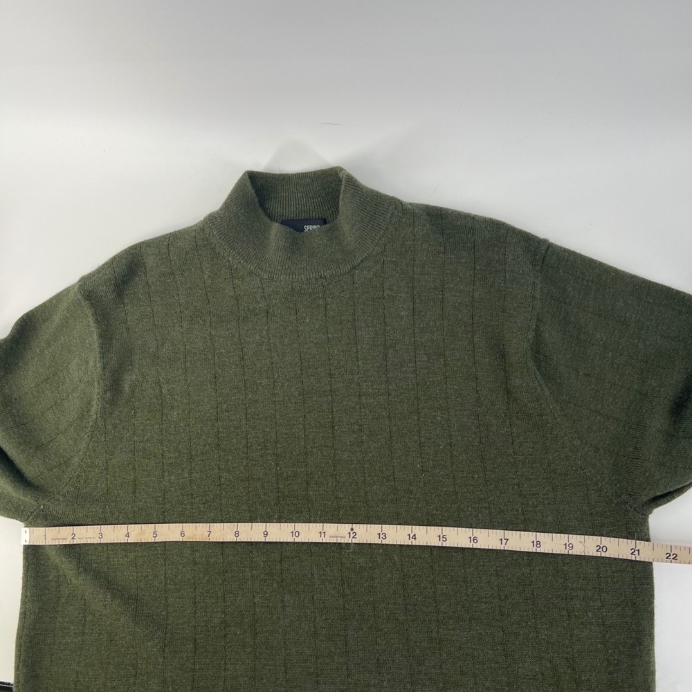 Spring + Mercer Mens XL Olive Green Merino Wool Blend Ribbed Mock Neck Sweater - Picture 6 of 8